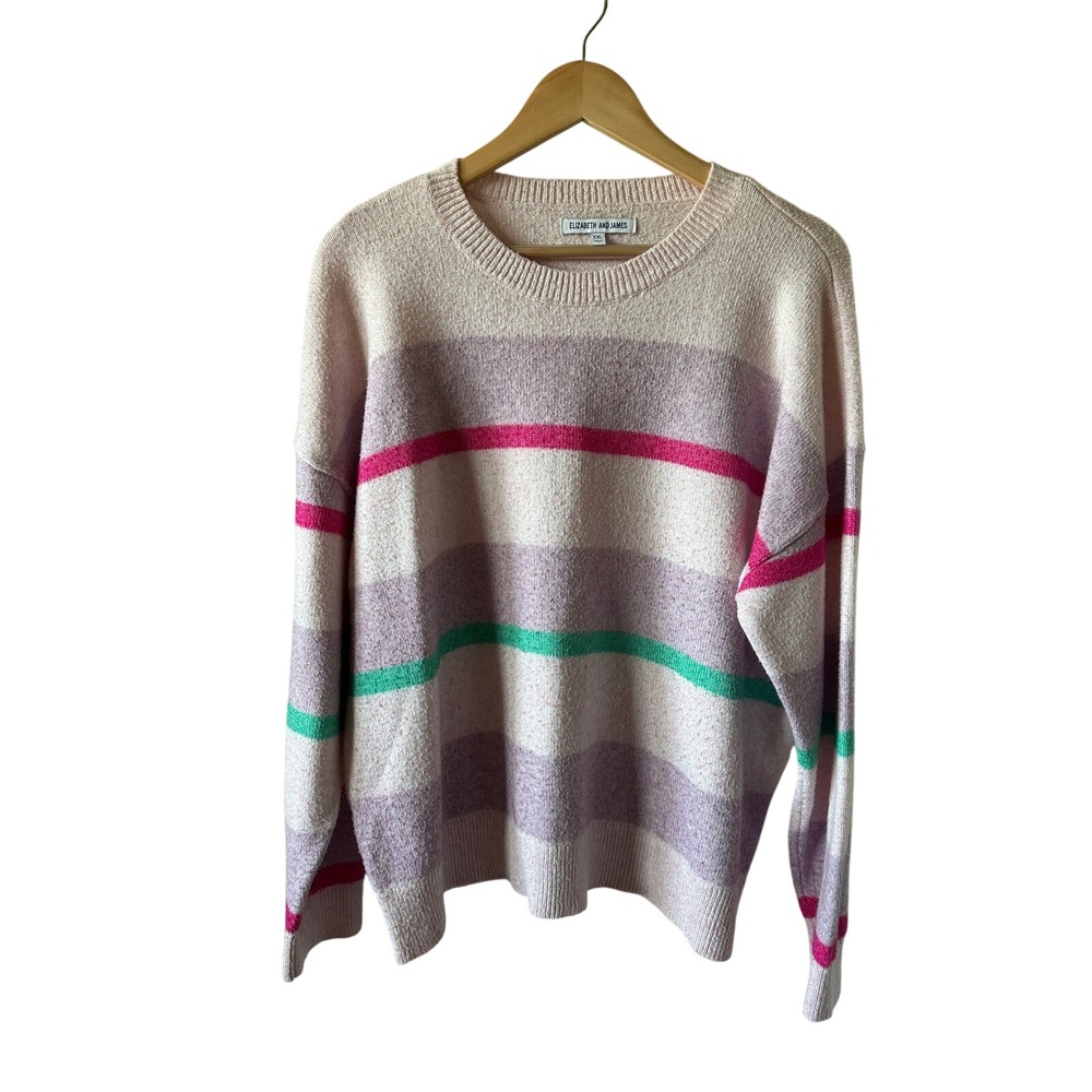 Elizabeth and James XXL‎ Striped Pullover Sweater Pink Purple Green